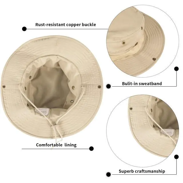 Alt view image 4 of 6 - Sun Hats for Men Women Bucket Hat UPF 50+ Boonie Hat Foldable UV Protection Hiking Beach Fishing Summer Safari(1pack-Beige)