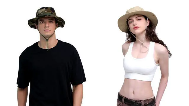 Alt view image 6 of 6 - Sun Hats for Men Women Bucket Hat UPF 50+ Boonie Hat Foldable UV Protection Hiking Beach Fishing Summer Safari(1pack-Beige)