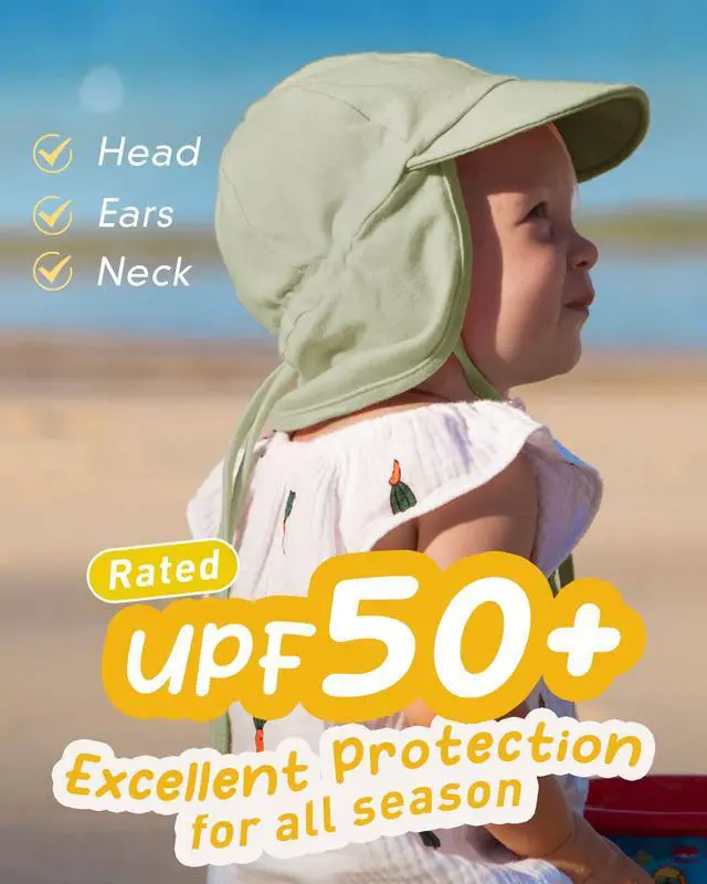 Alt view image 2 of 6 - Baby Sun Hat UPF 50+ UV Ray Sun Protection Cotton Toddler Hats for Boys Girls Green