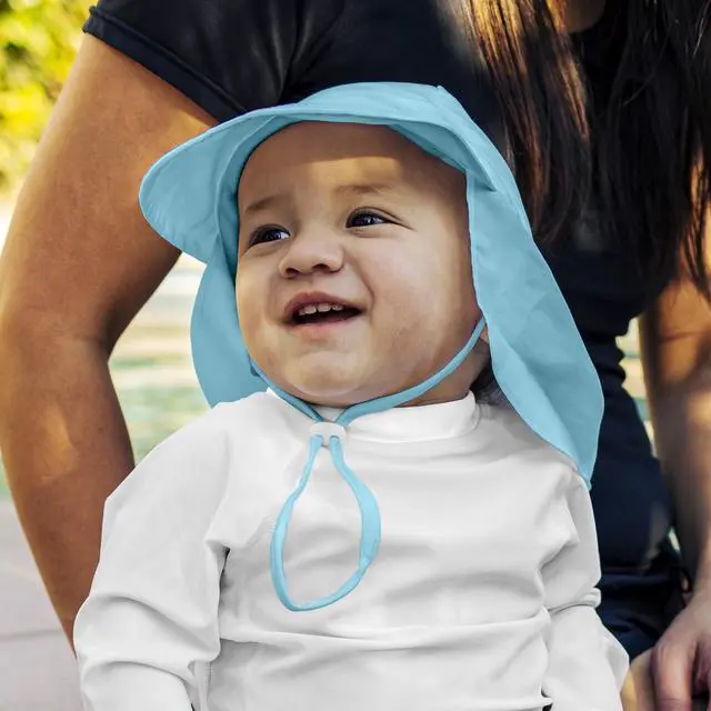 Alt view image 2 of 7 - i play. Baby Flap Sun Protection Swim Hat, Aqua, 0-6 Months