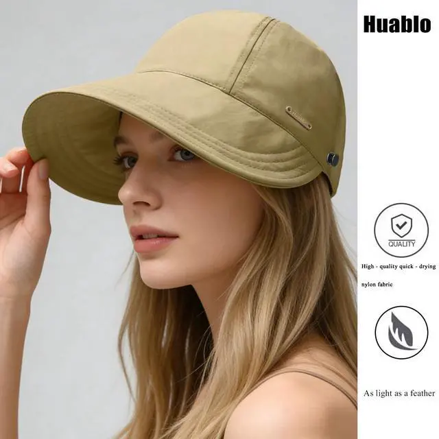 Alt view image 3 of 7 - UPF 50+Womens Sun Hat Wide Brim Hat UV Protection Hiking Fishing Hats Adjustable Ponytail Packable Sun Cap Khaki
