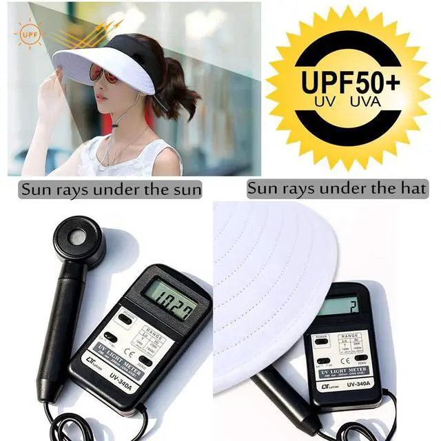 Alt view image 5 of 6 - Sun Visor Hats Women Large Brim Summer UV Protection Beach Cap Black