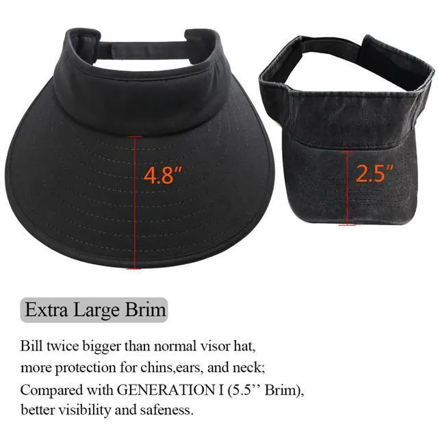 Alt view image 4 of 6 - Sun Visor Hats Women Large Brim Summer UV Protection Beach Cap Black