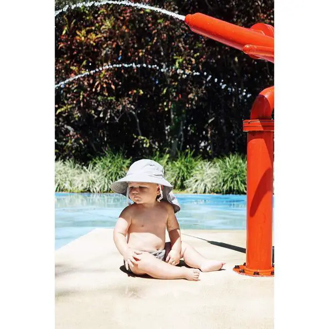Alt view image 5 of 7 - Sunhat Infant Toddler & Kids Summer Water Flap Baby Swim hat UPF 50 Boy & Girl Beach (US, Age, 0 Months, 6 Months, Light Pink)
