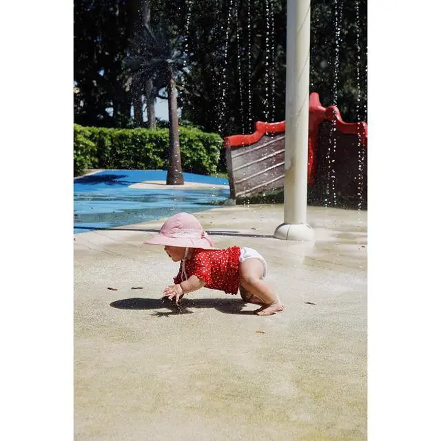 Alt view image 7 of 7 - Sunhat Infant Toddler & Kids Summer Water Flap Baby Swim hat UPF 50 Boy & Girl Beach (US, Age, 0 Months, 6 Months, Light Pink)