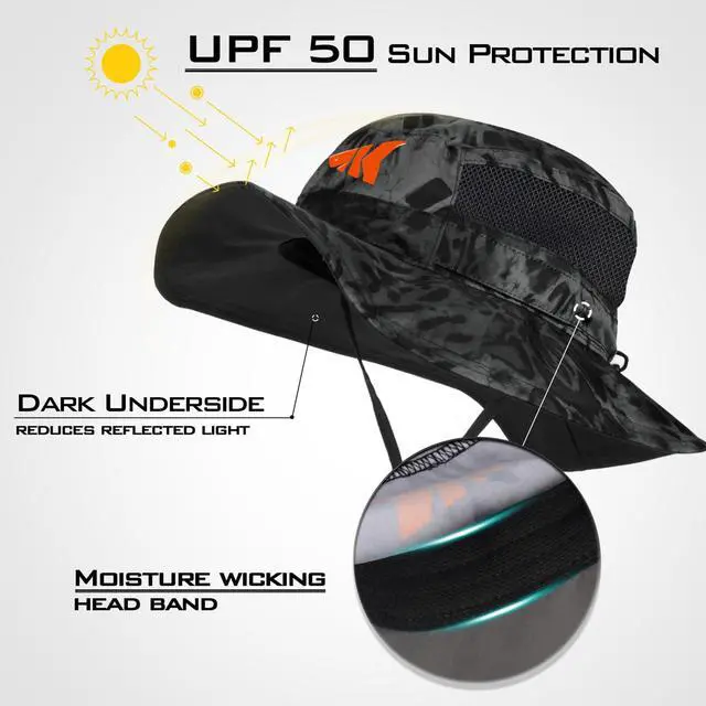 Alt view image 2 of 7 - Sol Armis UPF 50 Boonie Hat - Sun Protection Hat, Fishing Hat, Beach & Hiking Hat, Paddling,Prym1 Turquoise Fizz Fade