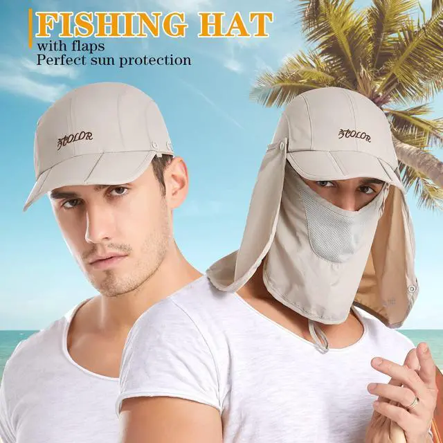 Alt view image 2 of 7 - Sun Hat for Men Women Neck Flap Ponytail Hats,UPF50+ Foldable Sun Cap Sun Protection Hat Summer Outdoor Fishing Hat Khaki