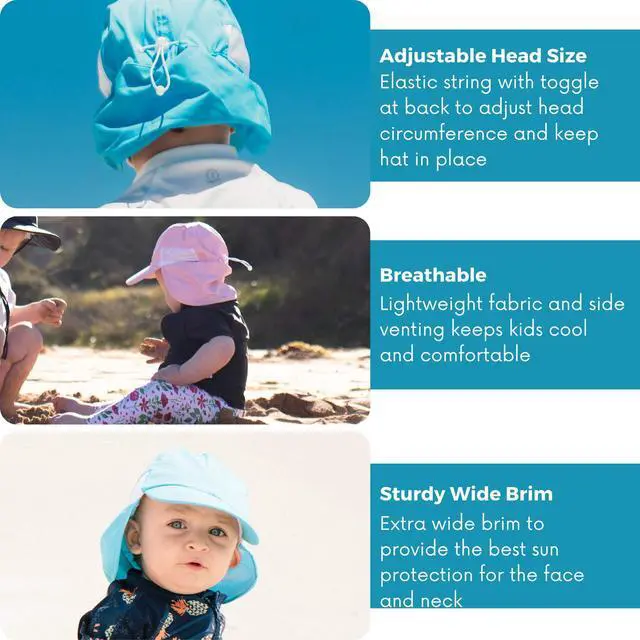 Alt view image 5 of 7 - Sun Hat with Neck Flap | UPF 50+ Protection for Baby, Toddler, and Kids Aqua