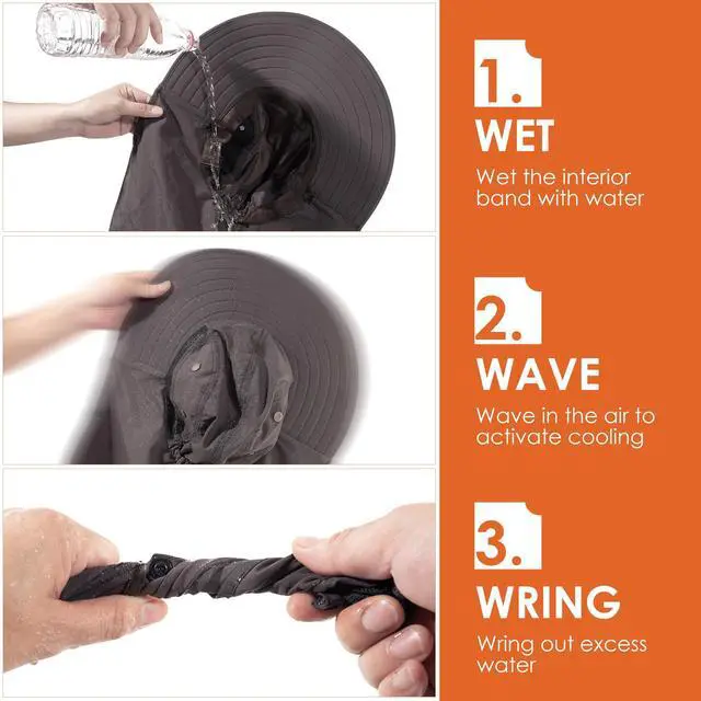 Alt view image 2 of 5 - Mens Women Fishing Hat UPF 50+ Wide Brim Sun Hat with Face Cover & Neck Flap Dark Gray