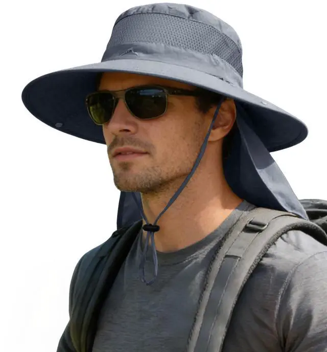 Main image of Sun Hats for Men Women Fishing Hat with Neck Flap,UPF 50+ Sun Hat Waterproof Wide Brim Bucket Hats for Safari Hiking
