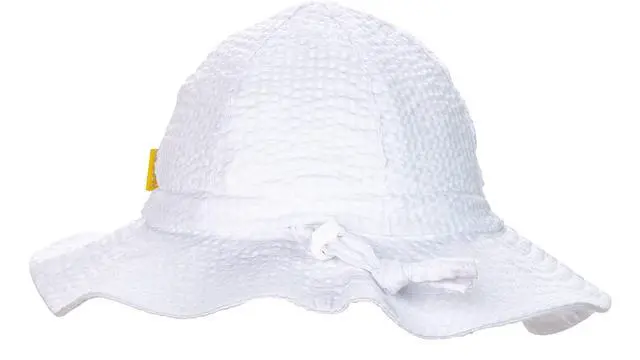 Alt view image 3 of 5 - Baby & Toddler Wide Brim Sun Hats UPF 50+ Sun Protection Bucket Cap Cute Adjustable Hat (wht Seersucker, 0-6M)