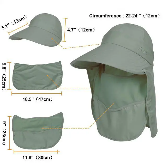 Alt view image 3 of 6 - Women Sun Hats Detachable Wide Brim UV UPF 50+ Face Mask Visor with Neck Flap Hat for Summer Beach(Green)