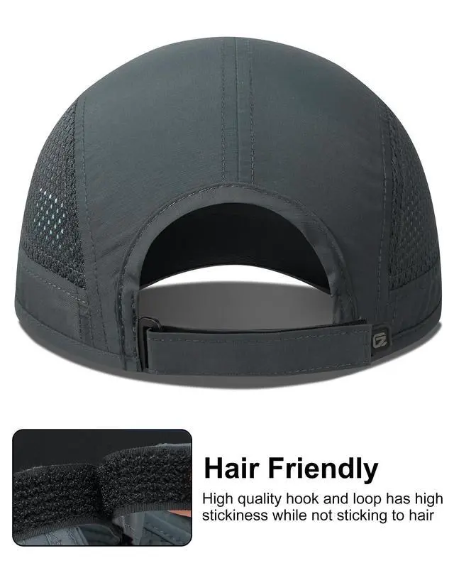 Alt view image 7 of 7 - Men Outdoor Hat Reflective Folding Running Sport Hats Summer Cool UPF 50 Sun Unstructured Baseball Caps for Men Women Breathable Light Quick Dry Travel Golf Hat Dark Gray