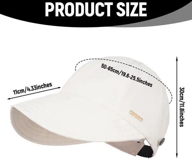 Alt view image 2 of 7 - UPF 50+ Sun Hat for Women UV Protection Wide Brim Hat Adjustable Ponytail Hat Sun Cap for Hiking Fishing Outdoor(White)