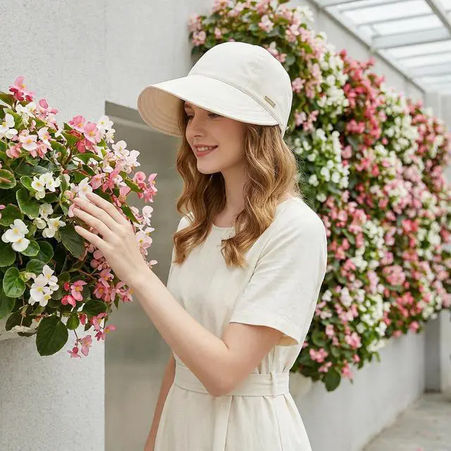 Alt view image 4 of 7 - UPF 50+ Sun Hat for Women UV Protection Wide Brim Hat Adjustable Ponytail Hat Sun Cap for Hiking Fishing Outdoor(White)