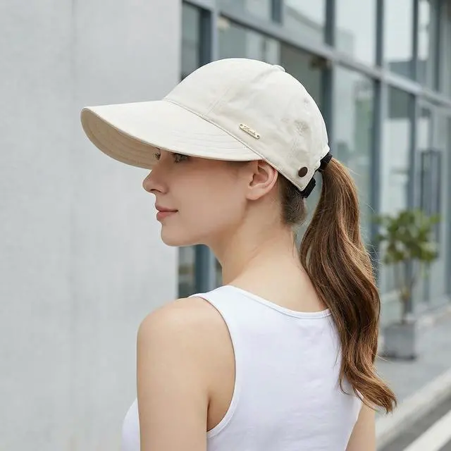 Alt view image 5 of 7 - UPF 50+ Sun Hat for Women UV Protection Wide Brim Hat Adjustable Ponytail Hat Sun Cap for Hiking Fishing Outdoor(White)