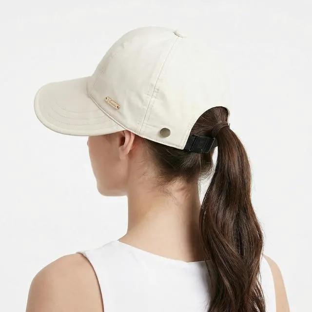 Alt view image 7 of 7 - UPF 50+ Sun Hat for Women UV Protection Wide Brim Hat Adjustable Ponytail Hat Sun Cap for Hiking Fishing Outdoor(White)