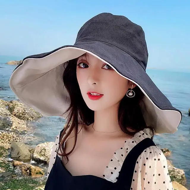 Alt view image 3 of 6 - Women's Supersized Reversible Hat UV Sun Protection Wide Brim Foldable Floppy Bucket Hat