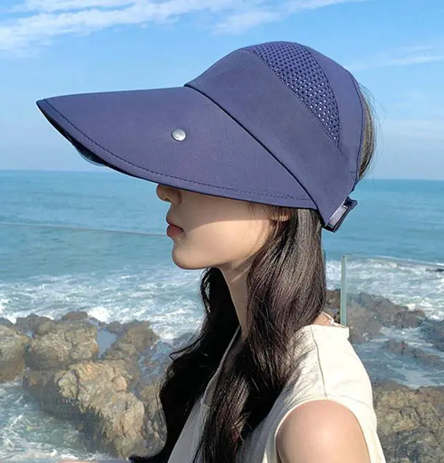 Alt view image 2 of 7 - Wide Brim Sun Hat for Women Goggles UV Protection Beach Visor Cap Sports Golf Hiking 2025 Navy Blue