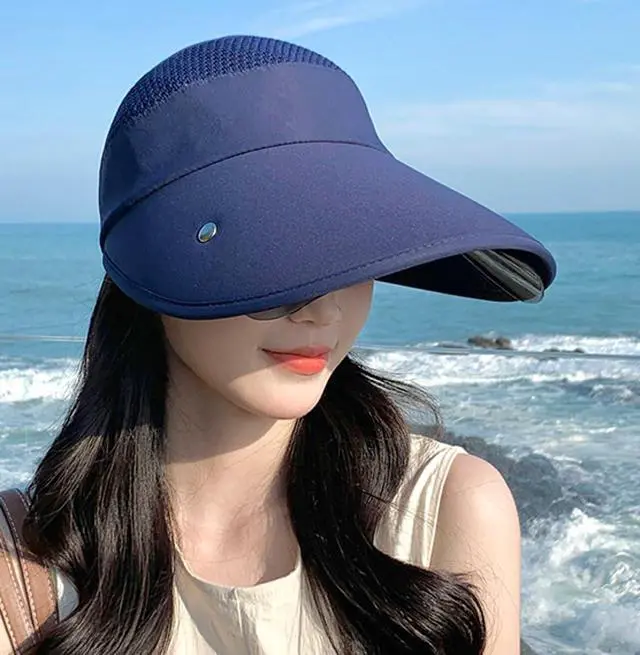 Alt view image 4 of 7 - Wide Brim Sun Hat for Women Goggles UV Protection Beach Visor Cap Sports Golf Hiking 2025 Navy Blue