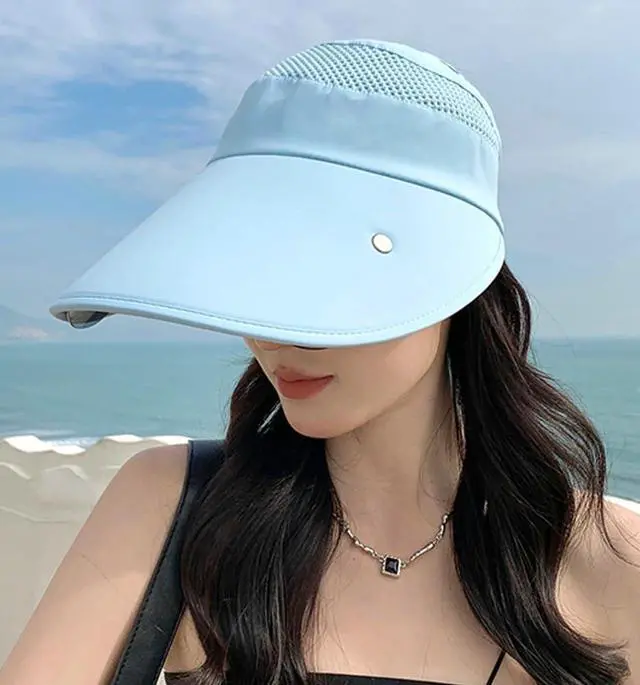 Alt view image 6 of 7 - Wide Brim Sun Hat for Women Goggles UV Protection Beach Visor Cap Sports Golf Hiking 2025 Navy Blue