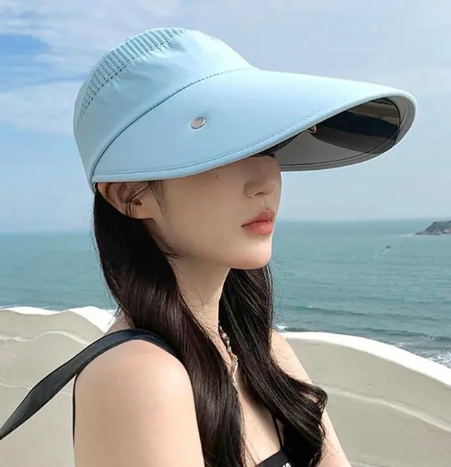 Alt view image 5 of 7 - Wide Brim Sun Hat for Women Goggles UV Protection Beach Visor Cap Sports Golf Hiking 2025 Navy Blue