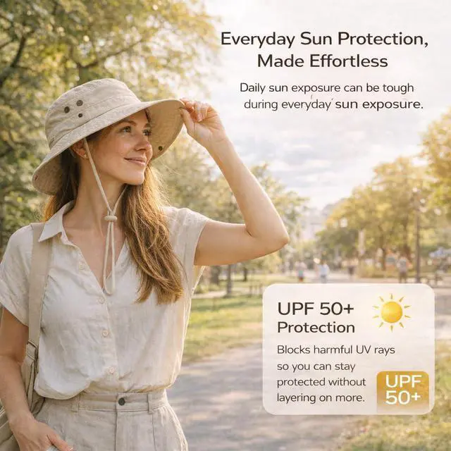 Alt view image 4 of 7 - Womens Waterproof Ponytail Bucket Sun Hat for Men - Wide Brim Boonie Hat with Pony Hole, UPF SPF UV Protection Beach Safari Outdoor Hiking Hat Ladies Summer Sunhat, Pink Large Big Head XL XXL