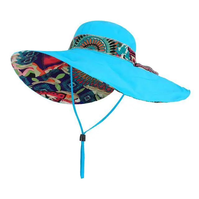 Alt view image 4 of 7 - Ladies Foldable Floppy Sun Hats Flowers Lace Reversible Vacation Beach Bucket Hat Summer Wide Brim UPF 50+ UV Protection Fishing Hiking Cap Outdoor Travel Packable Sun Shade Visor Hat for Women Girls