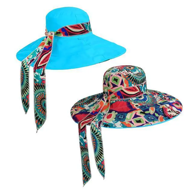 Alt view image 5 of 7 - Ladies Foldable Floppy Sun Hats Flowers Lace Reversible Vacation Beach Bucket Hat Summer Wide Brim UPF 50+ UV Protection Fishing Hiking Cap Outdoor Travel Packable Sun Shade Visor Hat for Women Girls