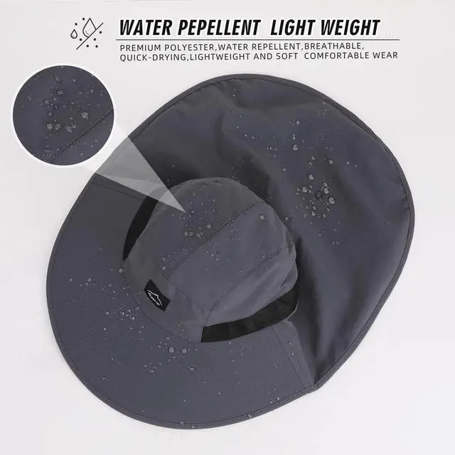 Alt view image 2 of 6 - Outdoor Sun Hat for Men Women, UPF50+ Protection Safari Cap Wide Brim Mesh Fishing Hat with Neck Flap Beach Garden