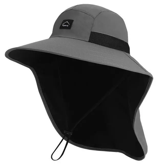 Alt view image 3 of 6 - Outdoor Sun Hat for Men Women, UPF50+ Protection Safari Cap Wide Brim Mesh Fishing Hat with Neck Flap Beach Garden