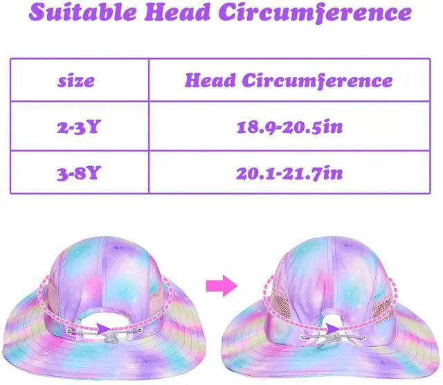Alt view image 6 of 6 - Kids Sun Hat for Toddler Girls Unicorn Bucket Hats UV Protection Summer Hat for Kids Wide Brim Fishing Hat 2-8 Years Colorful