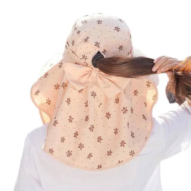 Alt view image 3 of 7 - UPF 50+ UV Protection Sun Hat for Women, Wide Brim Summer Sun Hat with Neck Flap & Face Cover, (Beige)