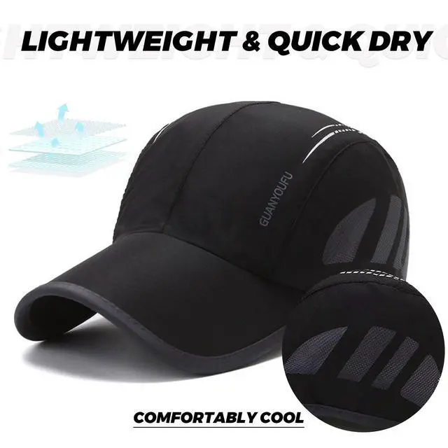 Alt view image 3 of 7 - Outdoor Sun Visor Hats Lightweight Waterproof Breathable Sports Hat UPF50+ Ultra Thin Cooling Baseball Hats (YD04-Black)