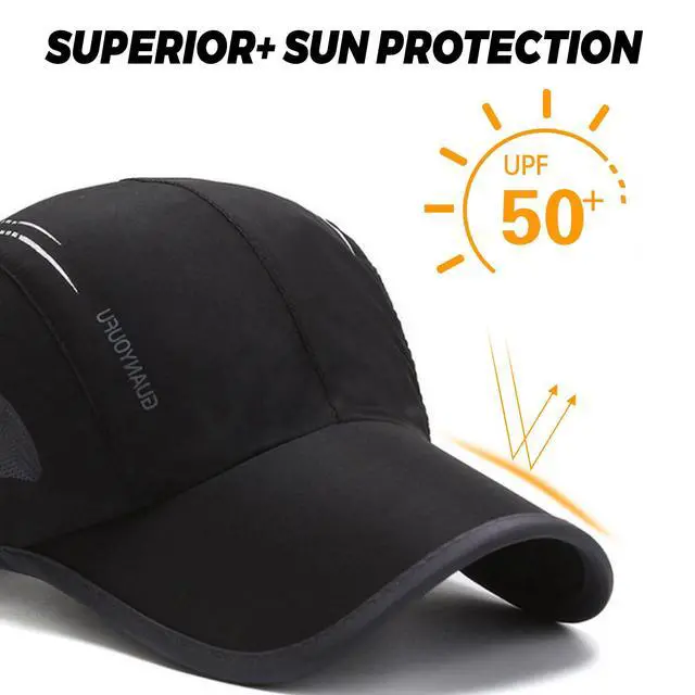 Alt view image 4 of 7 - Outdoor Sun Visor Hats Lightweight Waterproof Breathable Sports Hat UPF50+ Ultra Thin Cooling Baseball Hats (YD04-Black)