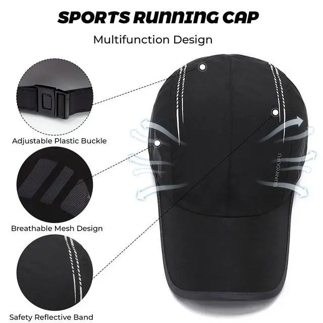 Alt view image 5 of 7 - Outdoor Sun Visor Hats Lightweight Waterproof Breathable Sports Hat UPF50+ Ultra Thin Cooling Baseball Hats (YD04-Black)