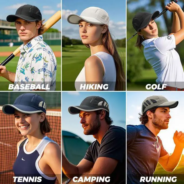 Alt view image 7 of 7 - Outdoor Sun Visor Hats Lightweight Waterproof Breathable Sports Hat UPF50+ Ultra Thin Cooling Baseball Hats (YD04-Black)