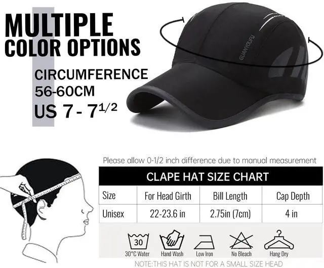 Alt view image 6 of 7 - Outdoor Sun Visor Hats Lightweight Waterproof Breathable Sports Hat UPF50+ Ultra Thin Cooling Baseball Hats (YD04-Black)