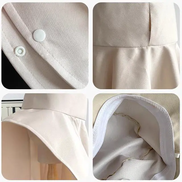 Alt view image 5 of 7 - Fashion Outdoor Beach Hats UPF 50+ UV Sun Protection Wide Brim Shawl Breathable Face Neck Flap Cover Folding Sun Hat (US, Alpha, One Size, Khaki)