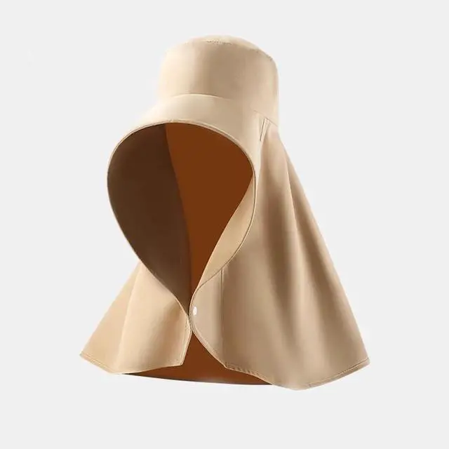 Alt view image 3 of 7 - Fashion Outdoor Beach Hats UPF 50+ UV Sun Protection Wide Brim Shawl Breathable Face Neck Flap Cover Folding Sun Hat (US, Alpha, One Size, Khaki)