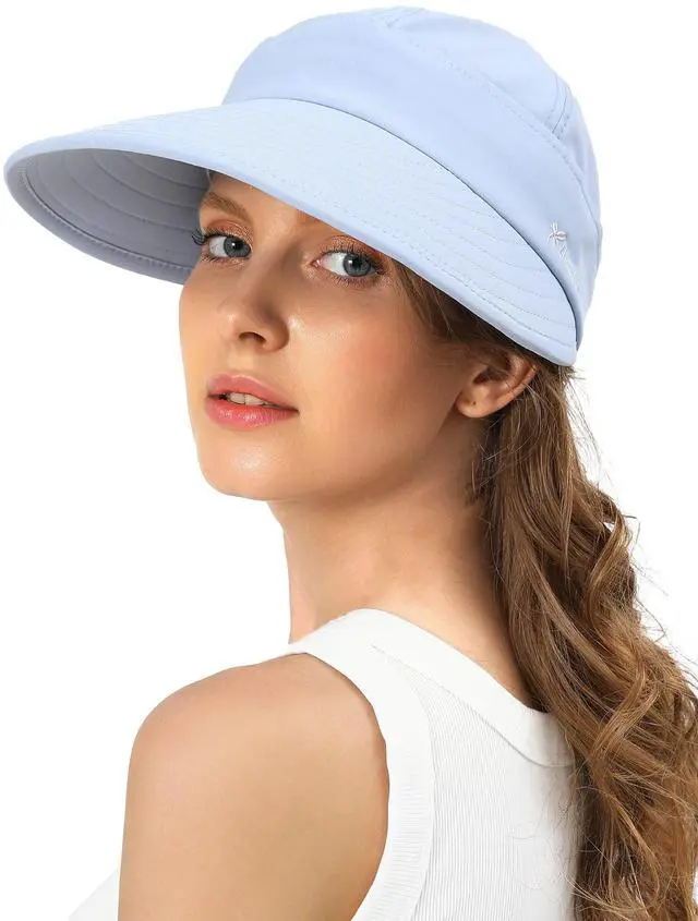 Main image of Sun Hats for Women Wide Brim Visor UV Protection Beach Summer Packable Cap(Blue)