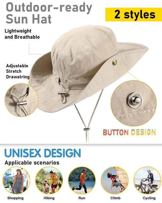 Alt view image 5 of 6 - Waterproof Bucket Rain Hat for Women Wide Brim Summer UPF50+ Cowboy Sun Hat Men Foldable Soft Floppy Beach Hat Beige