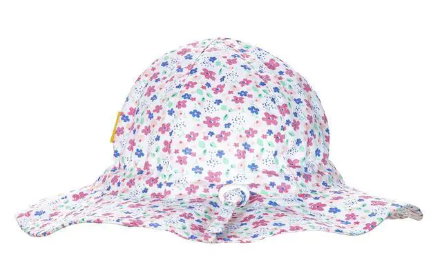Alt view image 3 of 5 - Baby Girl Pink Daisy Sun Hat Wide Brim Adjustable UPF50+ Outdoor Beach Protection Cap for Infant Toddler Kids 2-5T