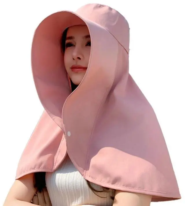 Main image of Sun Hats for Women Sun Protection Wide Brim Shawl with Neck Flap Hiking Visor Hat Outdoor Summer Beach Pink