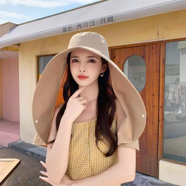 Alt view image 7 of 7 - Sun Hats for Women Sun Protection Wide Brim Shawl with Neck Flap Hiking Visor Hat Outdoor Summer Beach Pink