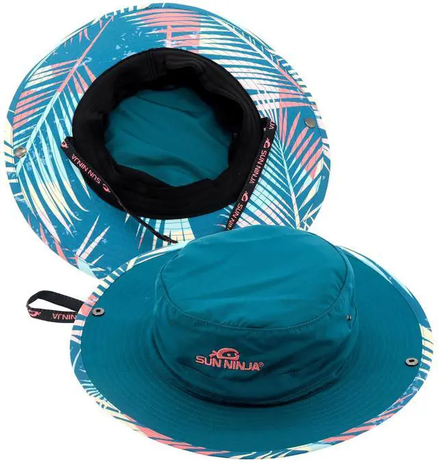 Main image of Bucket Hat for Men & Women, Cooling with Adjustable Strap, Wide Brim, UPF UV 50+ Protection, Foldable Boonie Hat for Fishing, Hiking, Beach, Safari, Kayaking, SUPing - Palm Trees
