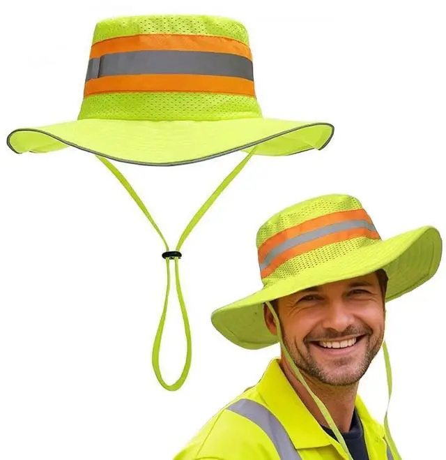 Main image of Reflective Sun Hat Mesh Work Safety Boonie Hat UPF50+ Wide Brim Bucket Cap for Outdoor Hiking Men Women