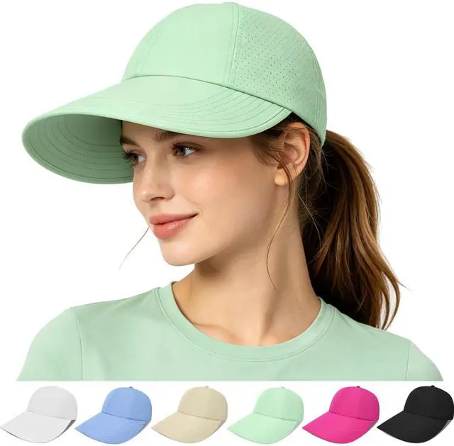 Main image of Women's Wide Brim Sun Hat with Adjustable Ponytail, UV Protection, Packable Floppy Beach Hat for Hiking, Fishing, and Outdoor Activities (Mint Green)