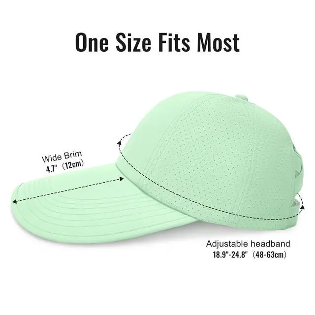 Alt view image 3 of 7 - Women's Wide Brim Sun Hat with Adjustable Ponytail, UV Protection, Packable Floppy Beach Hat for Hiking, Fishing, and Outdoor Activities (Mint Green)