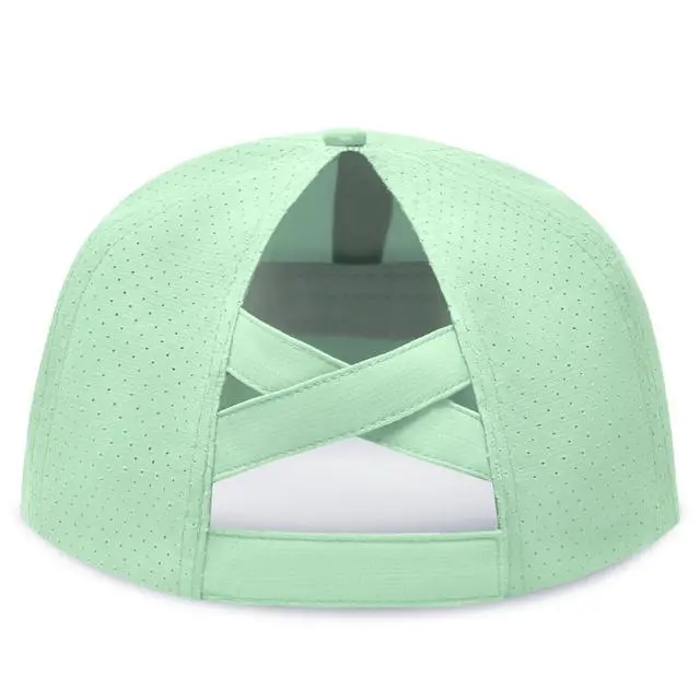 Alt view image 4 of 7 - Women's Wide Brim Sun Hat with Adjustable Ponytail, UV Protection, Packable Floppy Beach Hat for Hiking, Fishing, and Outdoor Activities (Mint Green)